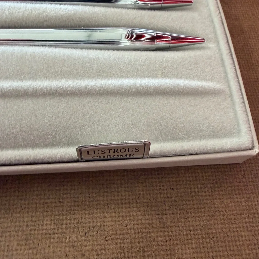 Cross Century Lustrous Chrome Ballpoint Pen and Pencil Set 3501 Vintage USA